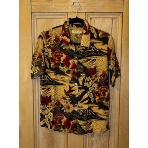 Citron Santa Monica Womens Vintage Hawaiian Tropical Shirt Sz Small Beige SP EXC